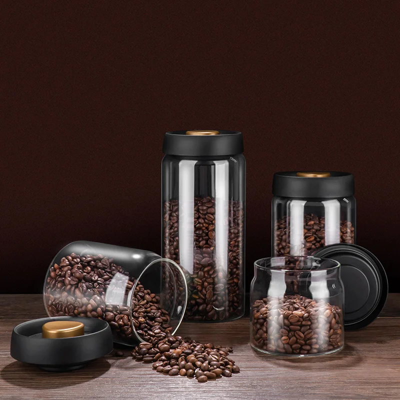Vacuum Coffee Beans Storage Bottles Creative Sealed Glass Tank