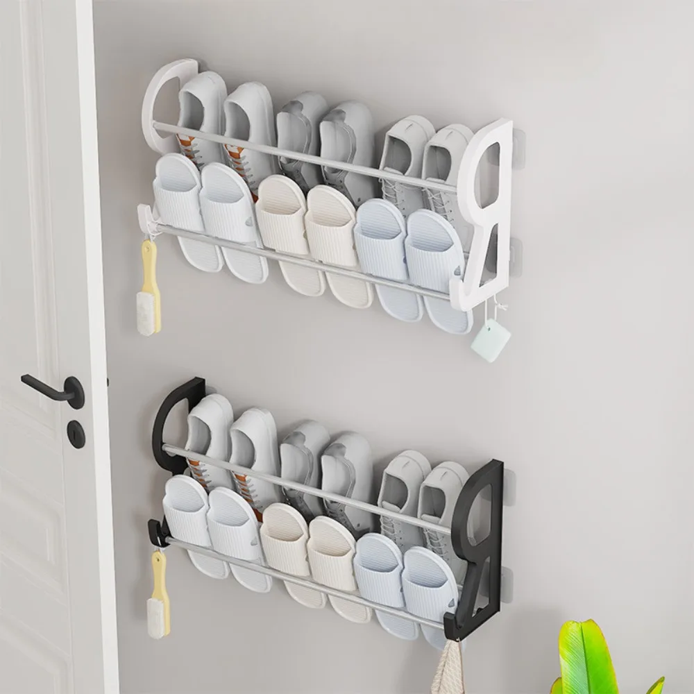 Over The Door Shoe Rack Adhesive Shoe Organizer Wall Mounted S-Shape Front Door Slipper Rack Bathroom Multifunctional Shelf shoe rack,shoe organizer,shoe cabinet