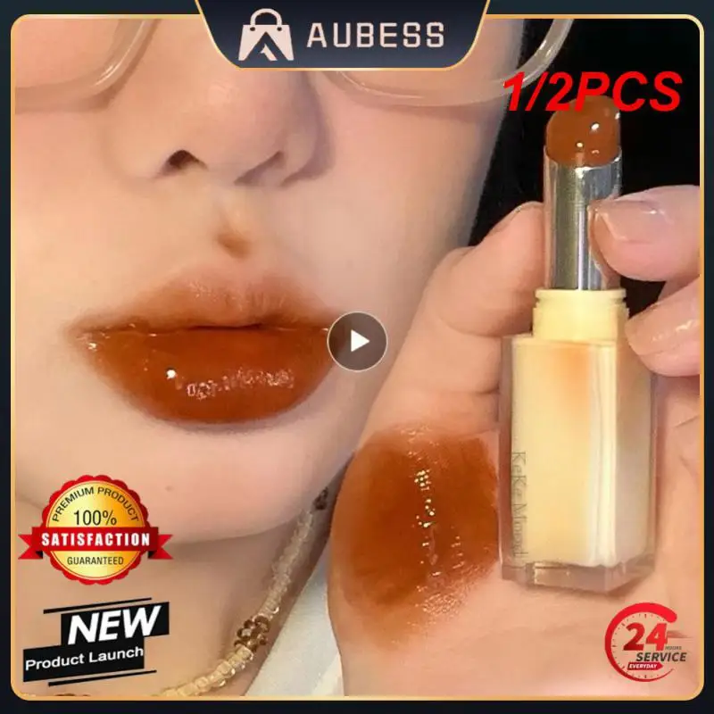 1/2 Pz Tè Rosso Marrone Cristallo Balsamo Per Le Labbra Gelatina Rossetto Specchio Idratante Acqua Luce Solido Smalto Per Labbra Rosso Trucco Tinta La