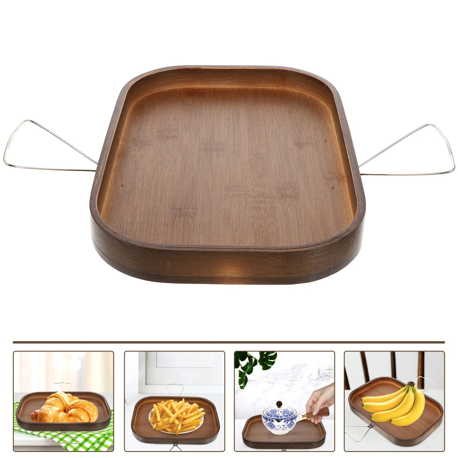 

Sofa Armrest Tray Wooden Trays Couch Table Fruit Serving Drinks Snack Holder Snacks