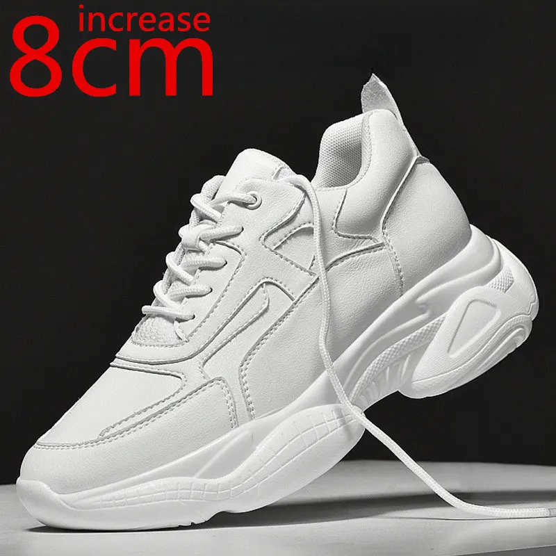 

Men's Sports Invisible Height-heightening Shoes 8cm Autumn Breathable Leisure Height-increasing White Sneakers Men's Daddy Shoes
