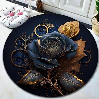 MINISO DISNEY Fiore di rosa Tappeto rotondo Tappetini per soggiorno Pavimento in flanella antiscivolo Decorazioni per la casa Tappeto Mobili Regali per la famiglia Calore 1