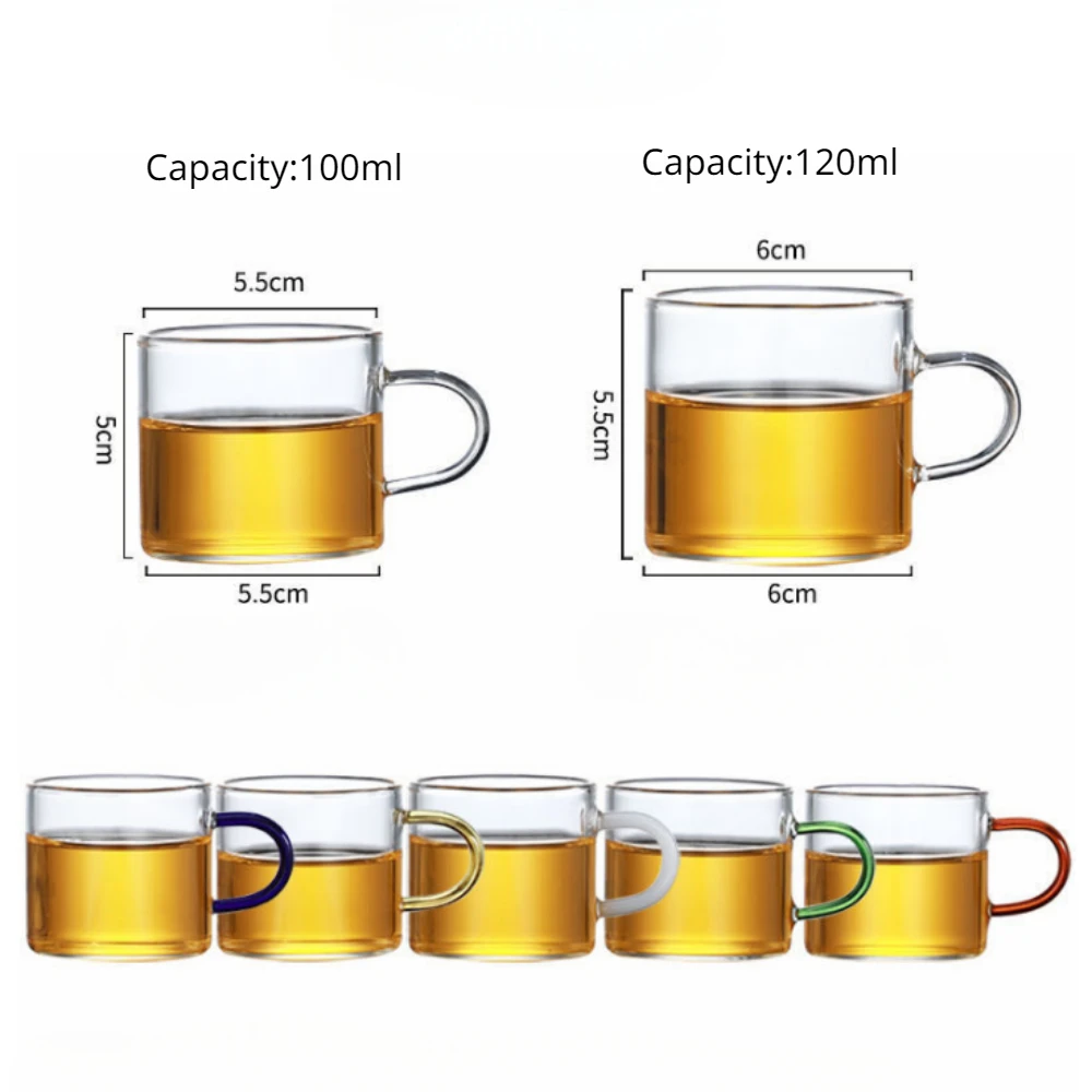 New Colorful Small Handle Cup Kung Fu Tea Cup Heat-resistant Glass Tea Household Shot Glass Coffee Mug