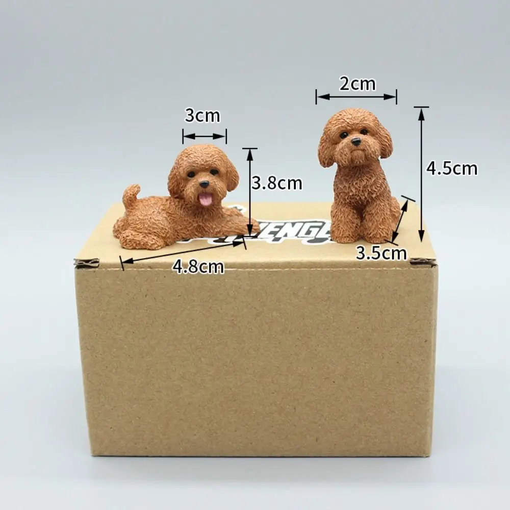 Simulation Poodle Dog Figures Puppy Model Miniature Figurine Mini Animal Ornament Desktop Decoration Resin Crafts