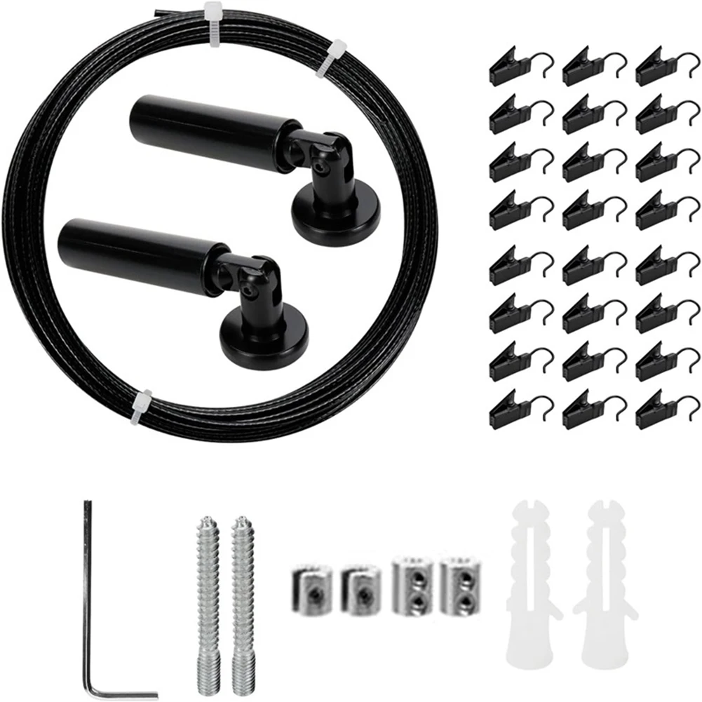 

Accessories Adjustable Curtain Drape Wire Rod Wall Mount Easy Installation Stainless Steel Versatile Hanging Kit