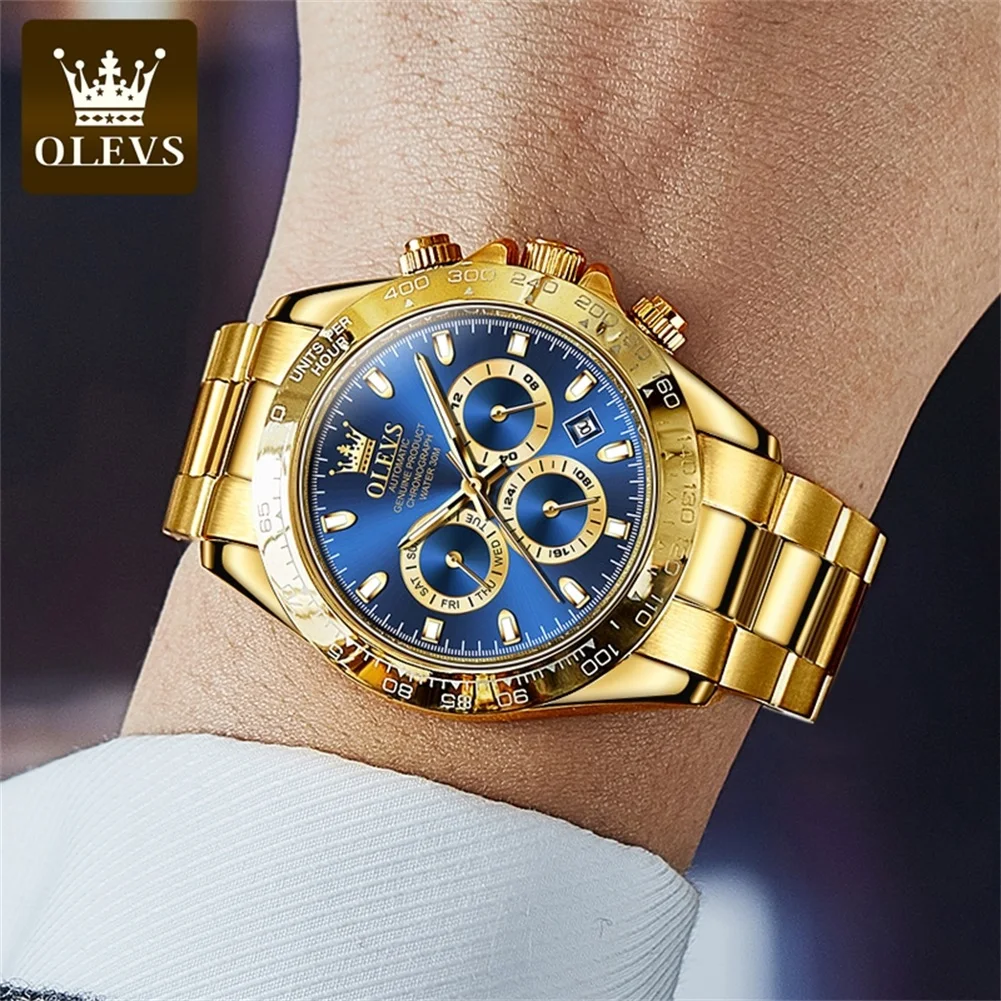 OLEVS 6638 Original Brand Classic Man Automatic Mechanical Waterproof Wrist Watch Chronograph