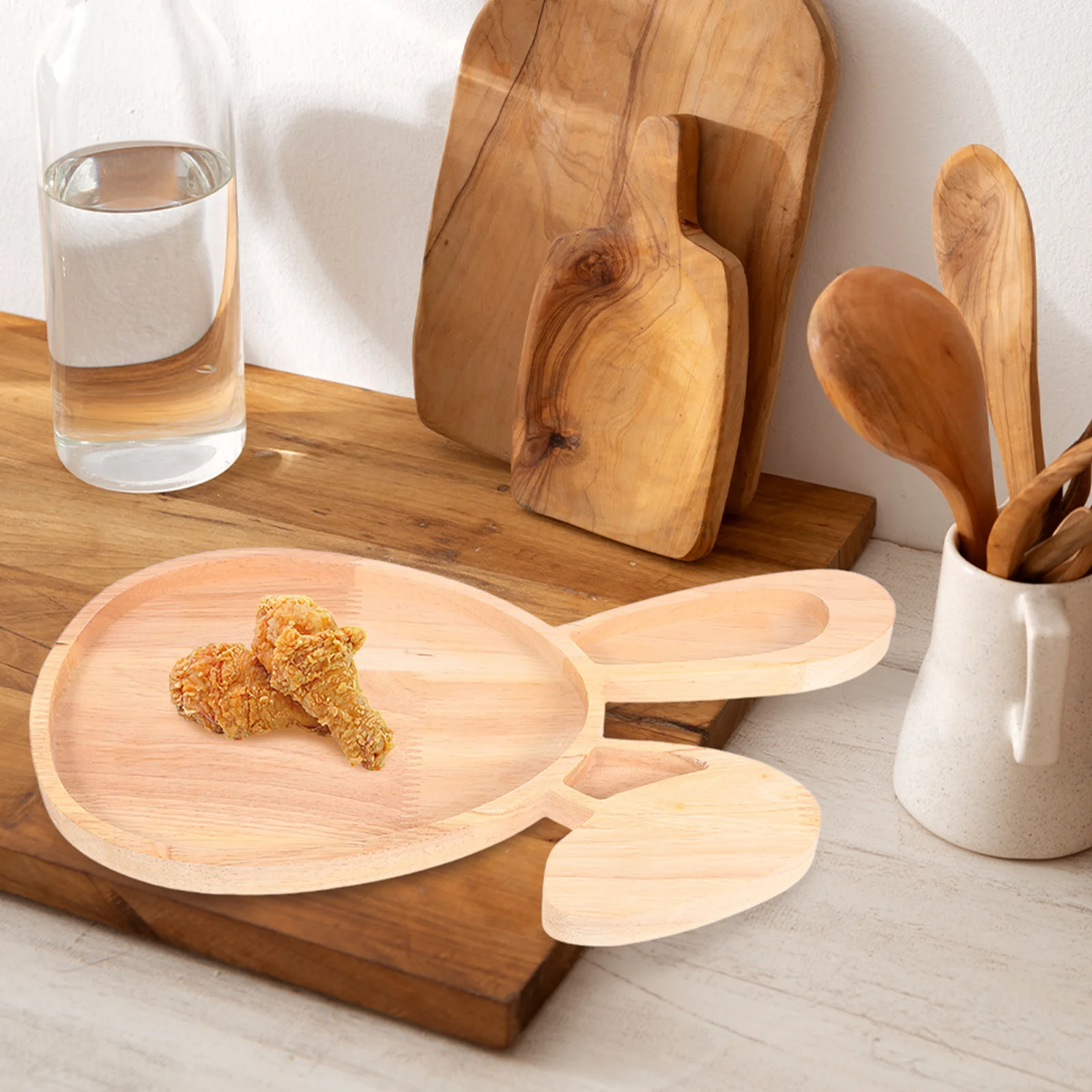 Rabbit Serving Tray Food Wood Plate Decor Shape Wooden Fruit Desktop Easter Bunny 2