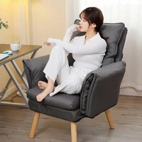 Chaise de chambre à coucher rembourrée en tissu, canapé inclinable simple pliable et détachable 3