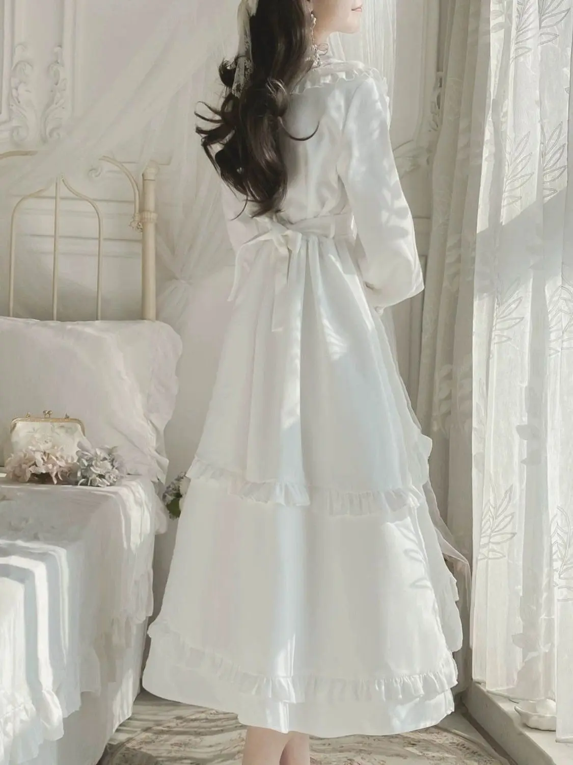 French Doll Neck First Love Solid Color Dress Girls' Aging Reduction Dress