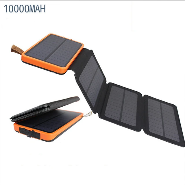 Chargeur solaire portable pour camping en plein air, batterie externe,  chargeur de téléphone, 4 panneaux solaires, 10000mAh, matin - AliExpress