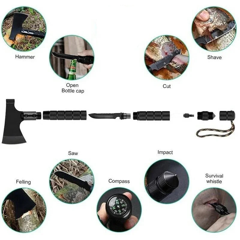 Foldable Tactical Axe Multi Tool Kit Emergency Gear Tourist AX Survival Axe Outdoor Portable Tomahawk Wild Camping Hatchet топор 2