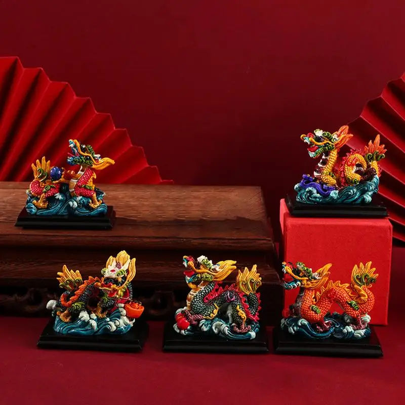 

Mini Dragon Figures Chinese Zodiac Dragon Figurines Fade Resistant Chinese Fengshui Decoration for Study Room Wine Cabinet