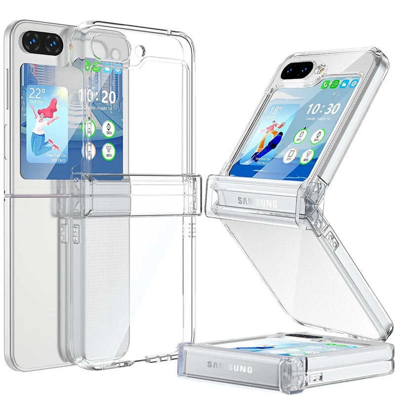 Hinge Protection Case For Samsung Galaxy Z Flip 5 Hard Pc Transparent Cover Bumper Zflip5 Full Protective Folding Cases Funda