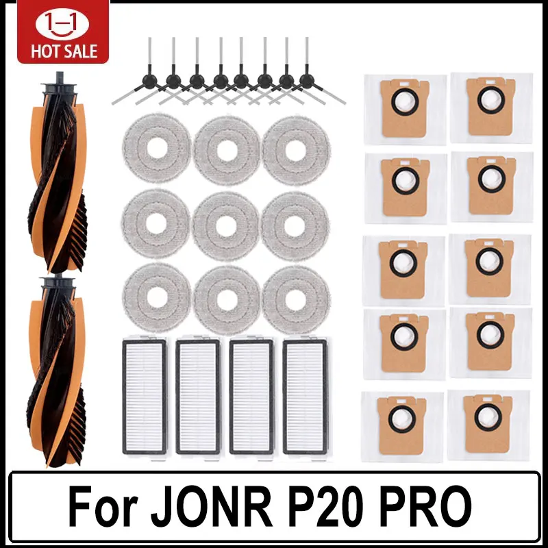 Robot Vacuum Cleaner Accessories Main Side Brush Hepa Filter Mop Cloth Replacement For JONR P20 PRO / T5 Pro