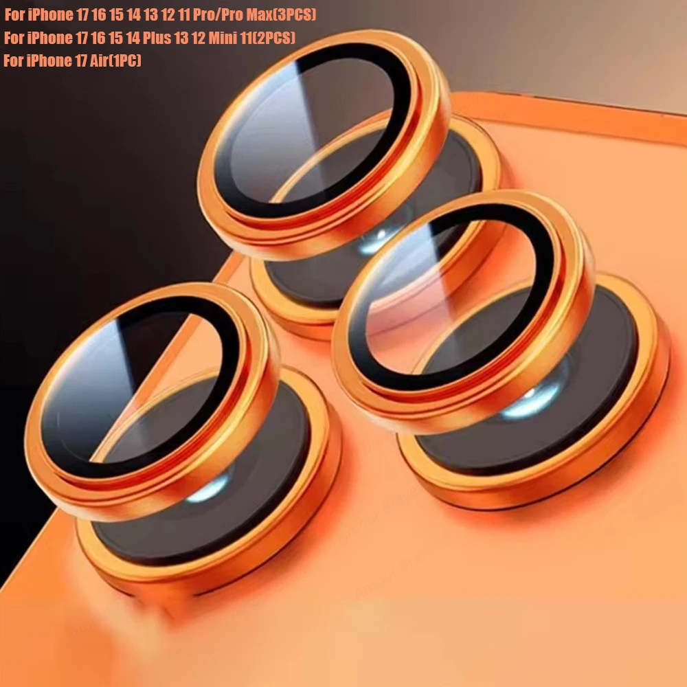 Premium Tempered Glass Camera Lens Protector with Metal Ring