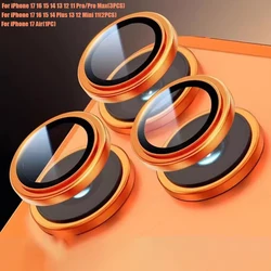 Premium Tempered Glass Camera Lens Protector with Metal Ring - iPhone 17 (Orange)
