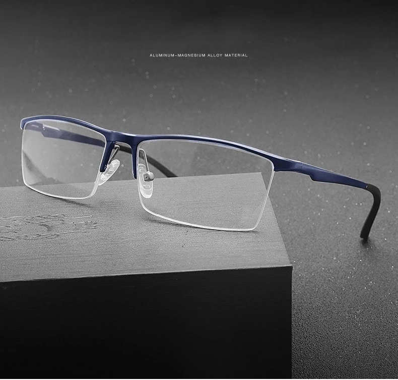 Hdcrafter Men's Semi Rim Square Aluminum Magnesium Eyeglasses 8826 – FuzWeb