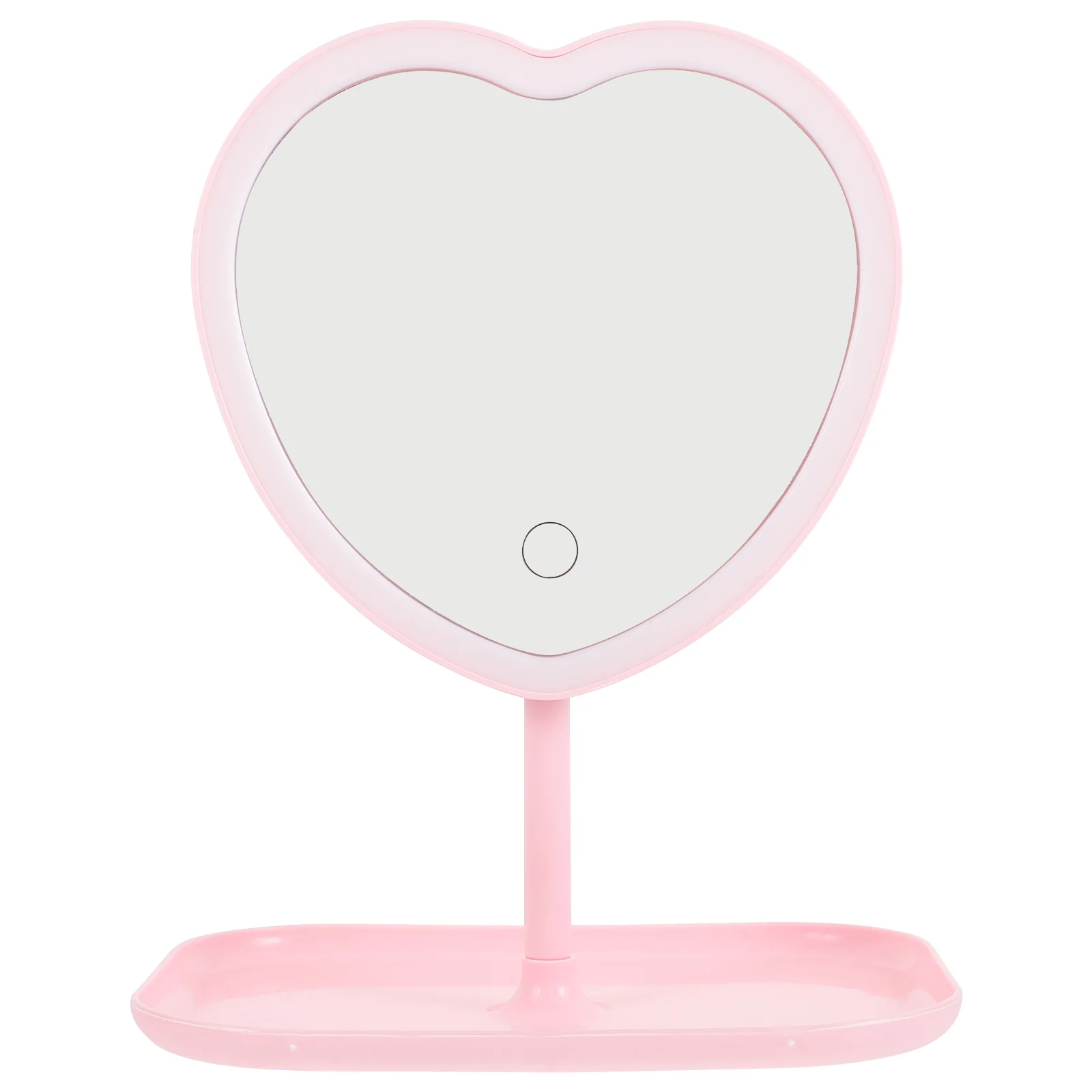 

Desktop Love Mirror Beauty Makeup USB Rechargeable LED Light (love Pink) Bedroom Mirrors Valentines Abs Portable