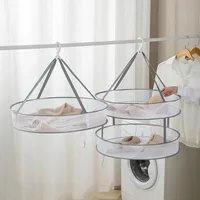 1/2 Layer Clothes Dryer Basket with Hanging Hook Fine Mesh Household Towels Stockings Foldable Baby Sweater Drying Rack for Home 1