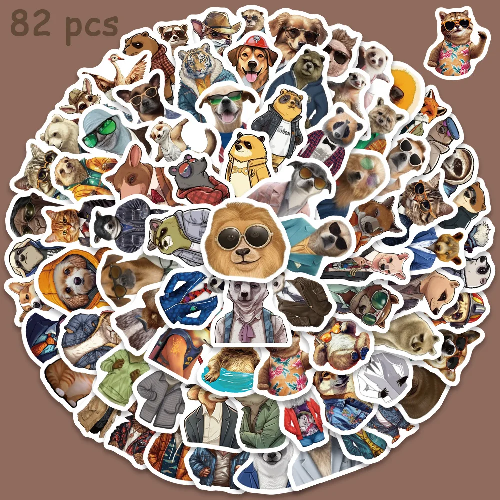 82pcs Animal Sketching Graffiti Stickers Funny DIY Decals For Laptop Luggage Guitar Diary Bike Skateboard Scrapbook Stickers