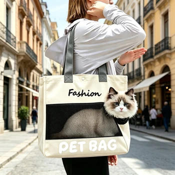 Zaino Trasportino Traspirante per Animali Domestici, Borsa da Viaggio per Gatti e Cani di Piccola Taglia, Ideale per Campeggio e Passeggiate
