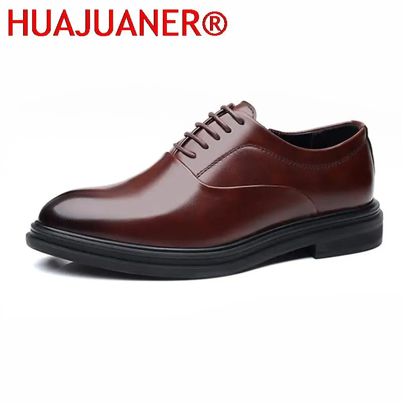 Spring Autumn Simple Large Size Men's Dress Shoes Pointed Height Increasing Men Waterproof Formal Business Leather Shoes Men