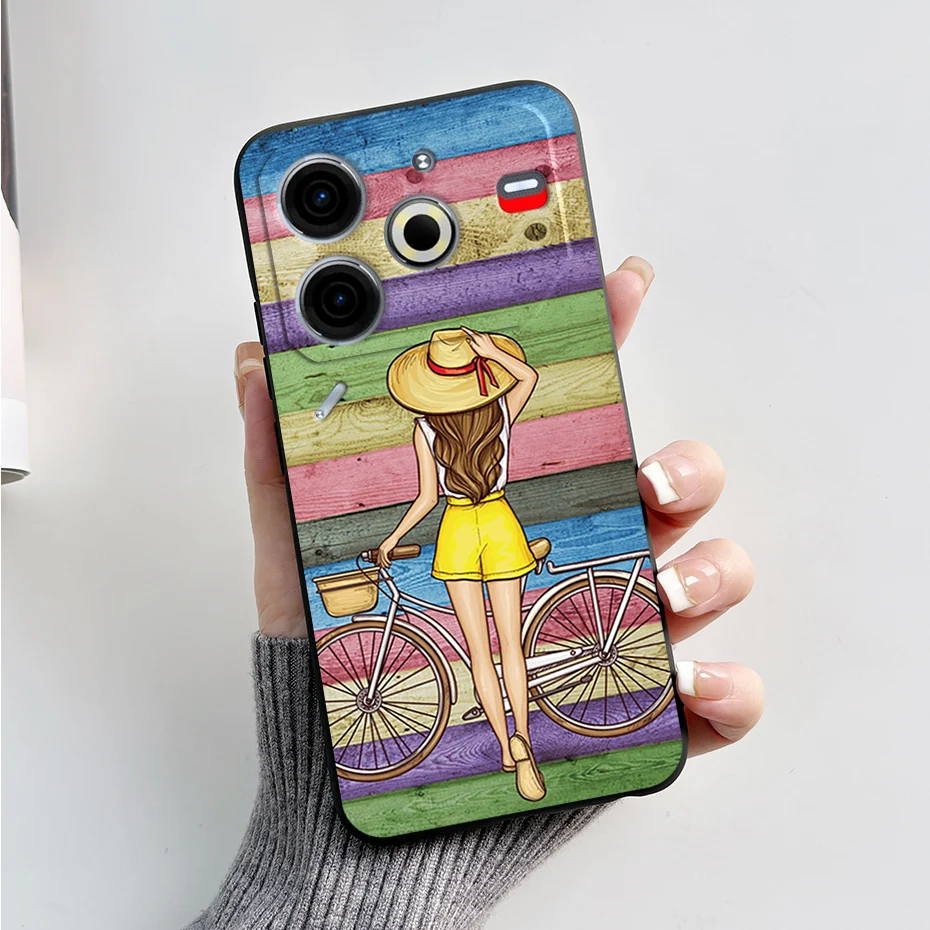 Luxury Marble Black Silicone Soft Phone Case - Elegant TPU Back Cover in 6.78