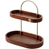 Solid wood multi-layer cosmetic storage box desktop dresser shelf perfume lipstick advanced skincare storage racks 6