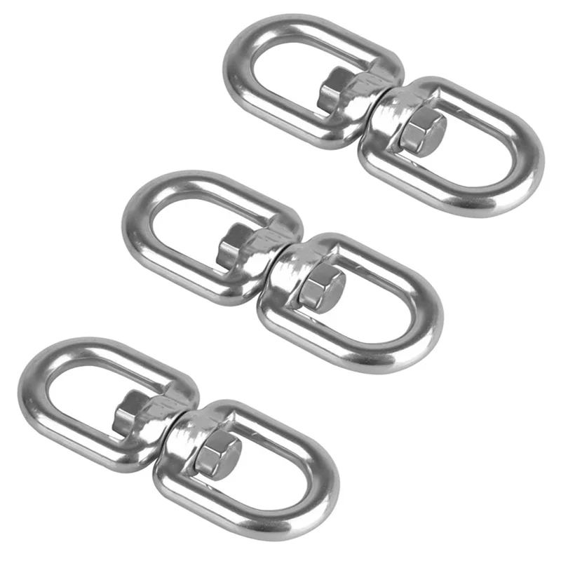 

3PCS 4MM Boat Stainless Steel Universal Pet Chain Carabiner Swivel Ring 8-word Connector Double Ended Hook Eye Rigging Hardware