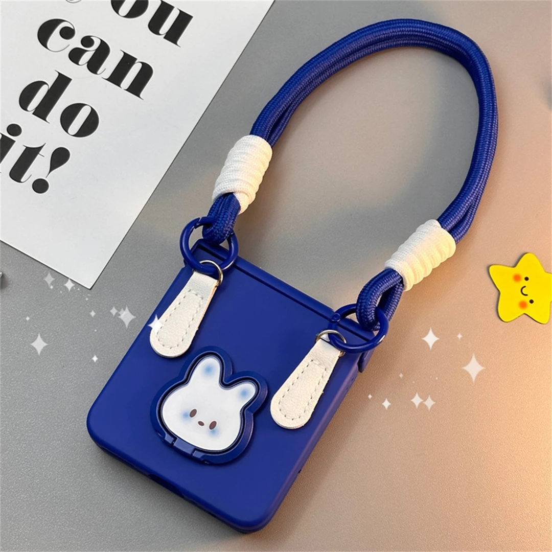 Chic Rabbit Design Portable Phone Case with Ring Holder and Strap
