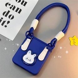 Chic Rabbit Design Portable Phone Case with Ring Holder and Strap for Razr 60 Pro (Short rope)