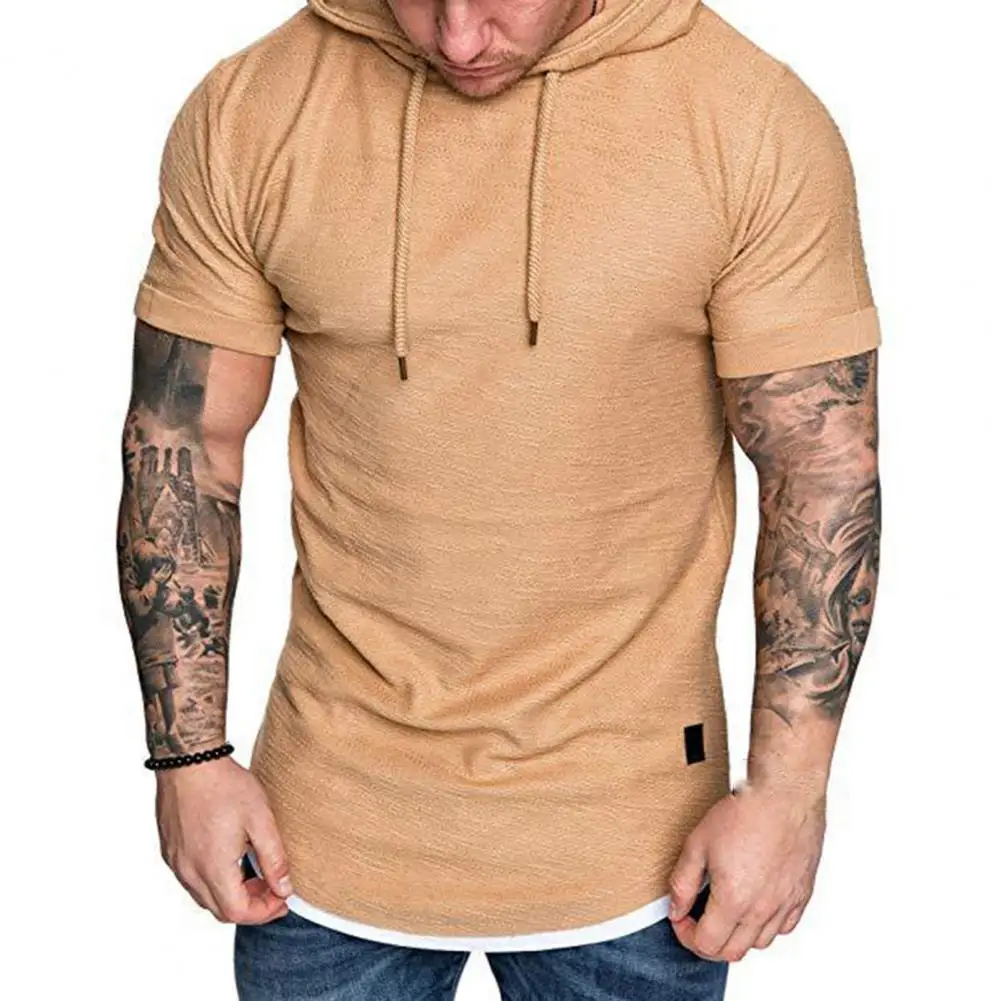 Solid Color Hooded Top Men Tshirts Summer Short Sleeve T shirt for Men  Sports Pullovers Tops camiseta hombre футболка мужская - AliExpress