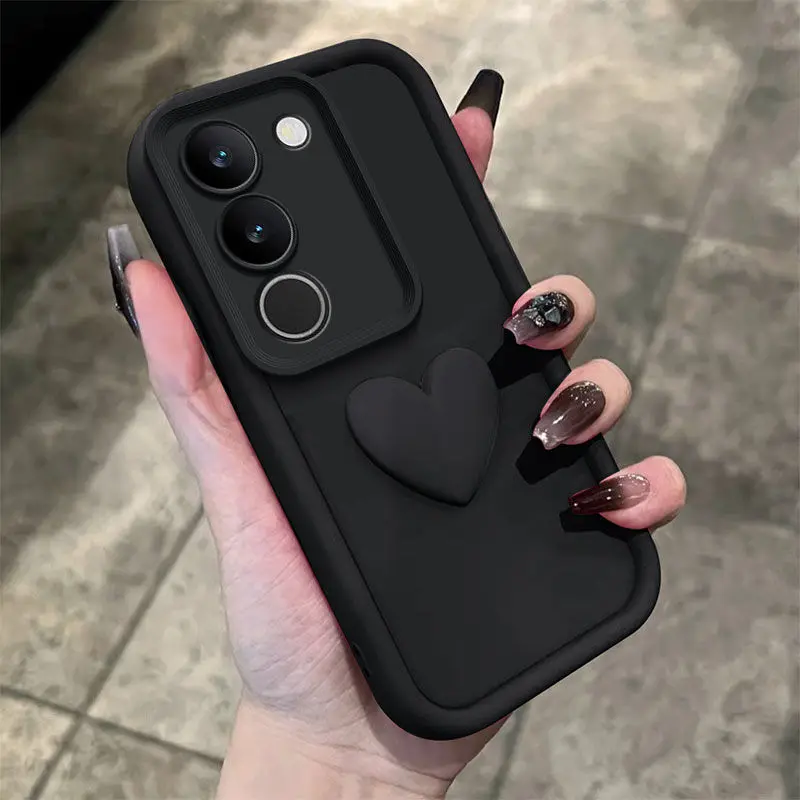 3D Love Heart Hand Strap Back Cover