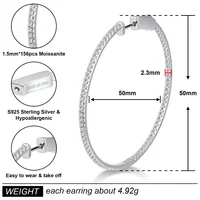 M-JAJA 50mm Full Moissanite Hoop Earrings 925 Sterling Silver for Women D Color VVS1 Lab Diamond Stud Earrings Wedding Jewelry 2