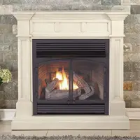Dual Fuel Ventless Gas Fireplace System Mantle Thermostat Control6Fire Logs Use with Natural Gas or Liquid Propane Antique White 1