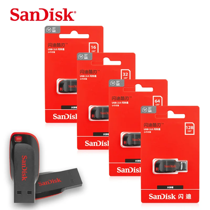 Original SanDisk 128GB 64GB USB Flash Drive 32GB 16GB USB Disk USB2.0 Mini Pen Drive Pendrive Memory Stick U Disk for Computer 1