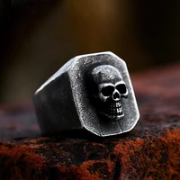 Simple Black Retro Gothic Skull Ring For Men Fashion Stainless Steel Punk Skull Biker Ring Unique Jewelry Gifts Dropshipping 1