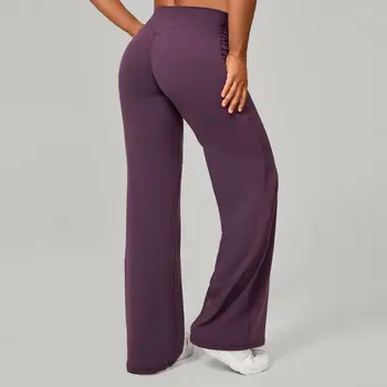 JUREN Women Straight Yoga Leg Bottoms Soft Stretchy Fabric Women Yoga Pants GYM Sweat-Wicking Properties Running Sport Trousers 1