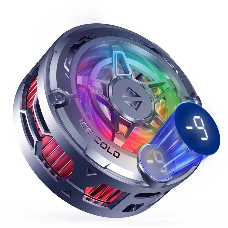 NEW 2IN1 Universal Portable Magnetic Clip Semiconductor Phone Cooler Digital Display RGB Light Cooling Game exclusive Cooling