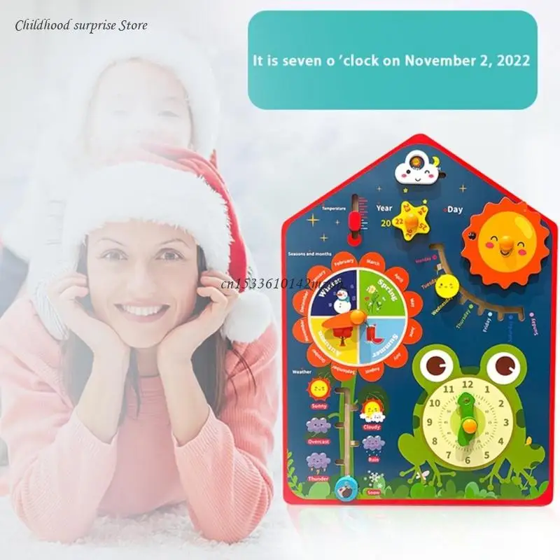 

Kids Montessori Toy All About Today Time Board Toddlers Early Learning Materials Telling Time Clock Gift for Kid Age Dropship