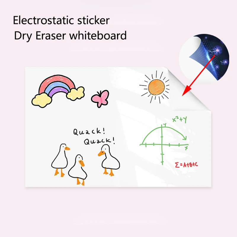 Width: 45CM Reusable Static whiteboard sticker wall Without Damage Easy To  Apply and Remove Dry Eraser White Board - AliExpress