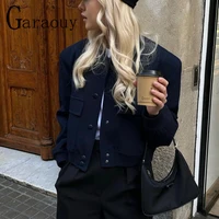 Garaouy 2023 Spring Basic Women Large Pocket Pilot Jacket Female Loose Single Breasted Coats Simple Leisure Tops Outwear Mujer - Image 2