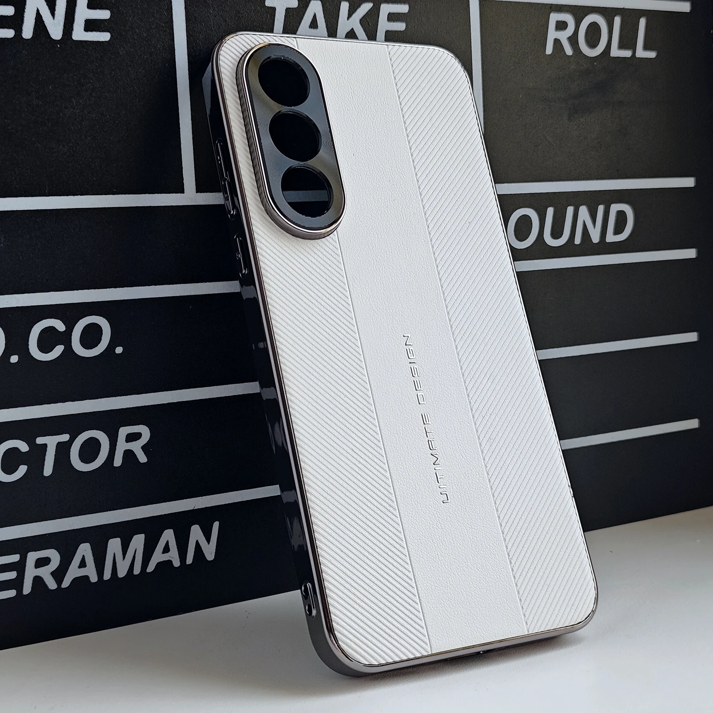 Luxury Plating Hard PU Leather Protective Back Cover Case