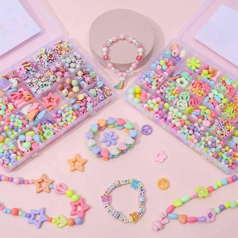 Beading Accessories Set 24 Grids Girls Makaron Color Cute Handmade DIY