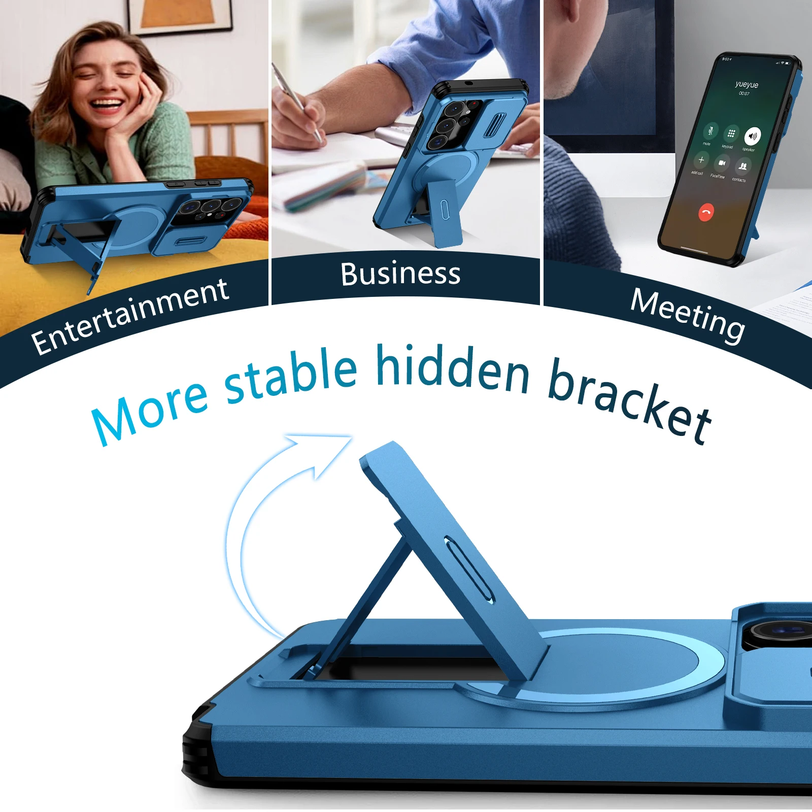 Enhanced Magnetic Wireless Charging Case with Shockproof Armor and Integrated Bracket