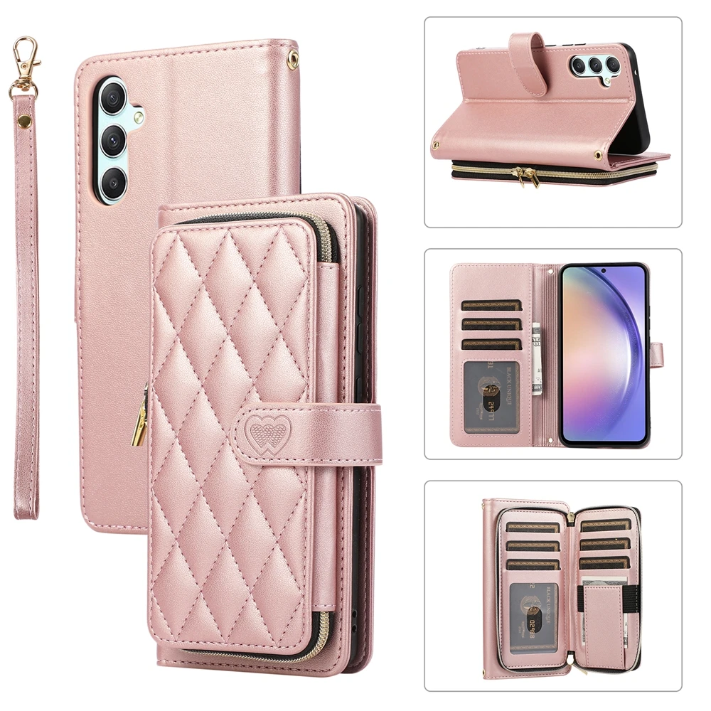 Crossbody Leather Wallet Phone Case with Strap