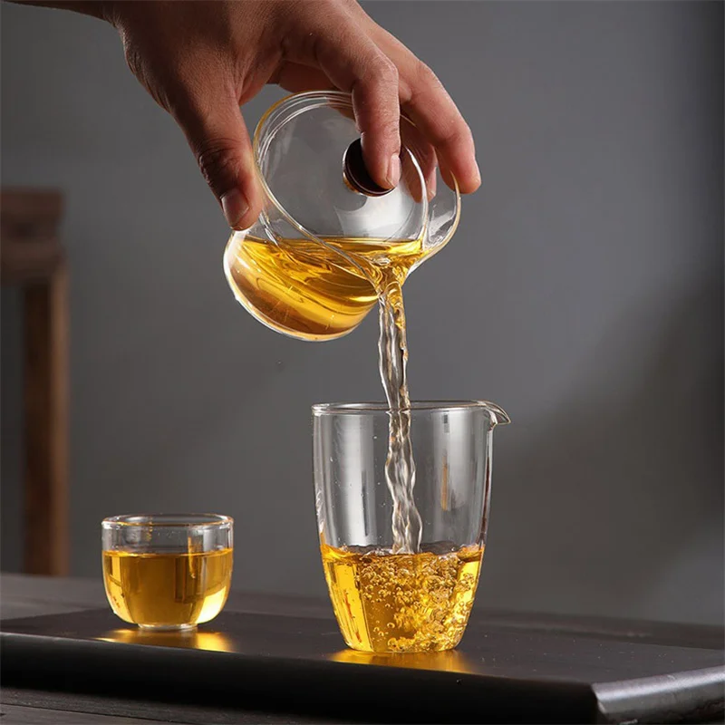 Japanese Style Heat-resistant Glass Gaiwan Puer Tea Cup and Lid Tea Bowl Chawan Chahai Kung Fu Set Accessories
