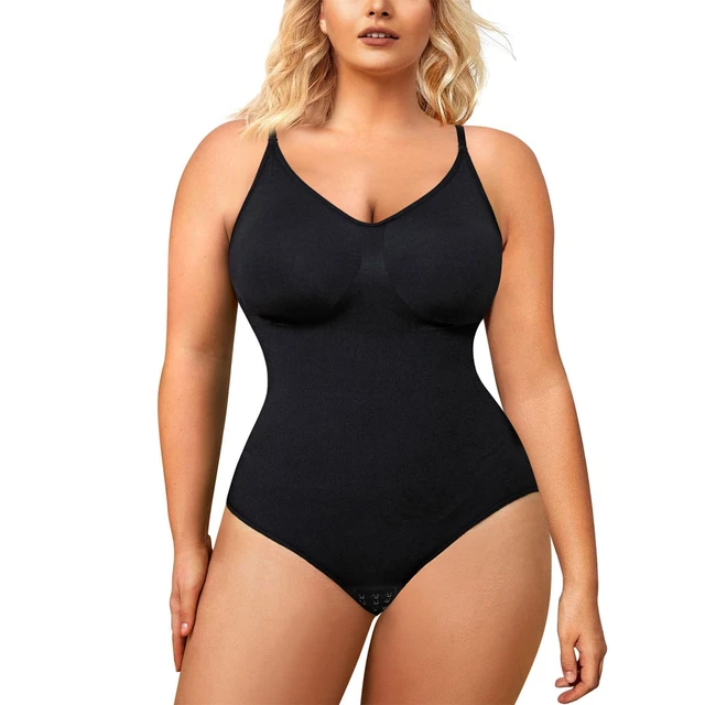 Lilvigor Black Bodysuit Women Tummy Control Shapewear Seamless Sculpting Body  Shaper Sleeveless Tops V-neck Camisole Jumpsuit