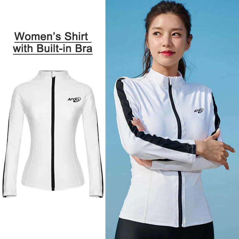 Women's Men's Swim Shirts Rash Guard Sun UV Protective T Shirts Quick Dry Tight Fit Water Surfing Swimming Running Tops Swimsuit