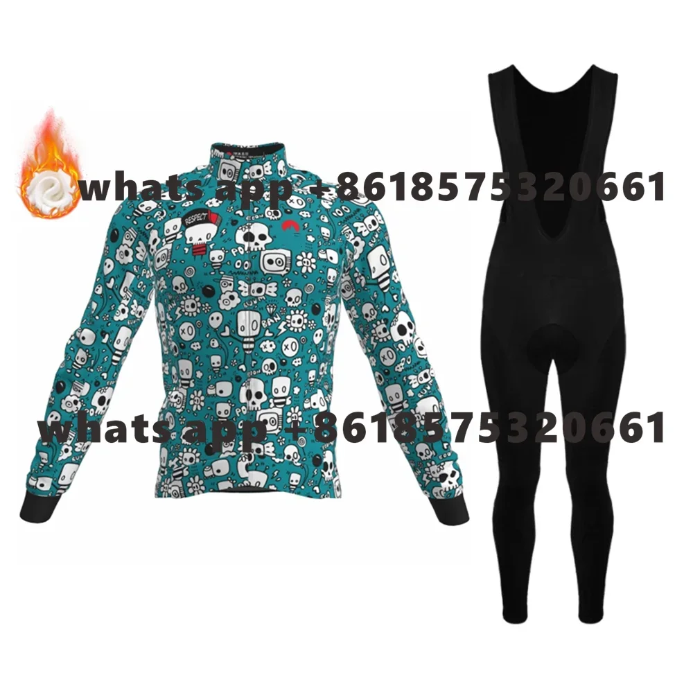 Slopline 남성용 보온 플리스 사이클링 의류, 저지 세트, 야외 라이딩 자전거 저지, Mtb 의류, 턱받이 긴 바지 세트, 2022 